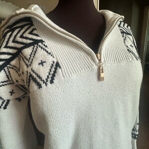 Women’s Nordic Pattern Quarter Zip-Up Sweater